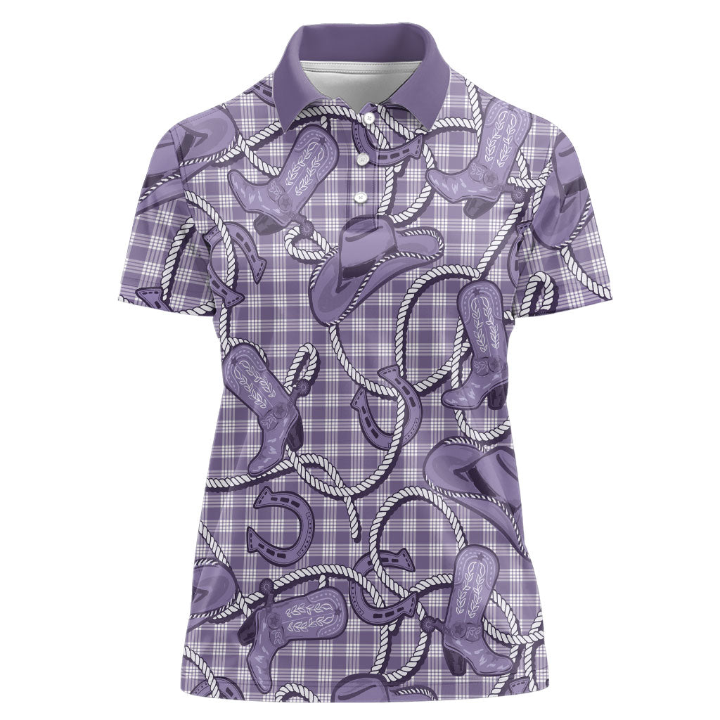 Purple Hawaii Palaka Cowboy Women Polo Shirt Hawaiian Paniolo Festival Spirit LT19 Female Purple - Polynesian Pride
