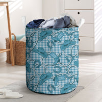Blue Hawaii Palaka Cowboy Laundry Basket Hawaiian Paniolo Festival Spirit LT19 Blue - Polynesian Pride