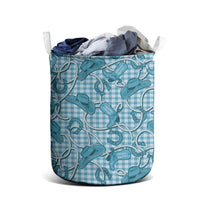 Blue Hawaii Palaka Cowboy Laundry Basket Hawaiian Paniolo Festival Spirit LT19 - Polynesian Pride