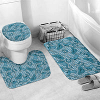 Blue Hawaii Palaka Cowboy Bathroom Set Hawaiian Paniolo Festival Spirit LT19 Mat Set Only (3 pcs) One Size Blue - Polynesian Pride