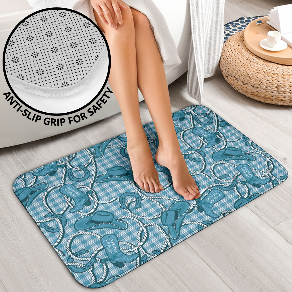 Blue Hawaii Palaka Cowboy Bathroom Set Hawaiian Paniolo Festival Spirit LT19 - Polynesian Pride