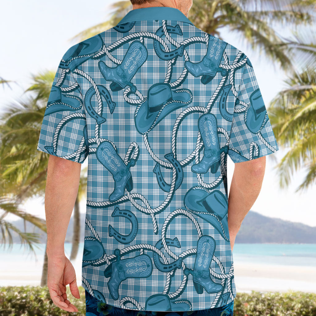 Blue Hawaii Palaka Cowboy Hawaiian Shirt Hawaiian Paniolo Festival Spirit LT19 - Polynesian Pride