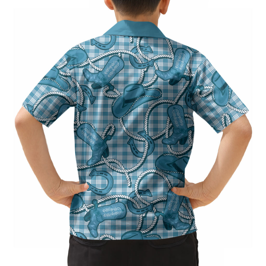 Blue Hawaii Palaka Cowboy Hawaiian Shirt Hawaiian Paniolo Festival Spirit LT19 - Polynesian Pride