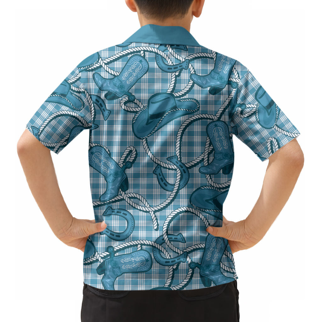Blue Hawaii Palaka Cowboy Kid Hawaiian Shirt Hawaiian Paniolo Festival Spirit LT19 - Polynesian Pride