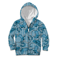 Blue Hawaii Palaka Cowboy Kid Hoodie Hawaiian Paniolo Festival Spirit LT19 Zip Hoodie Blue - Polynesian Pride