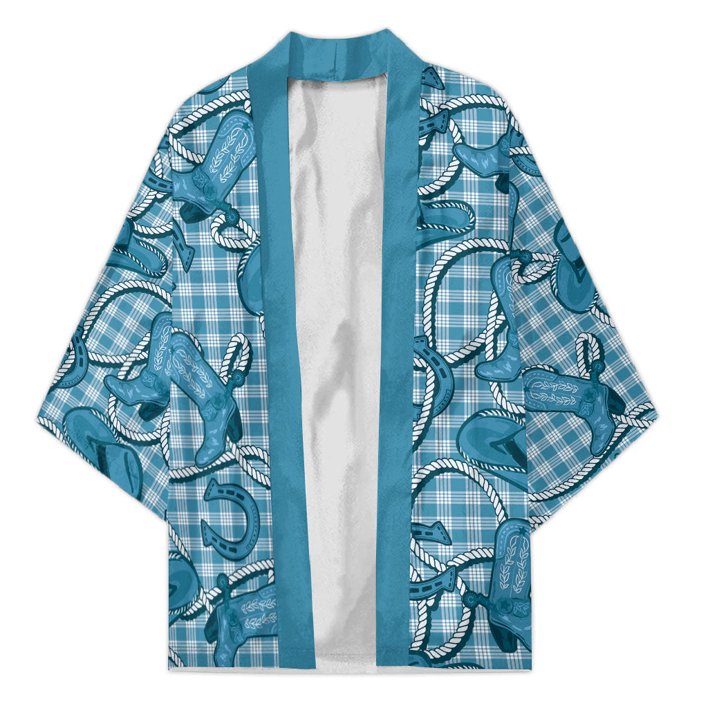Blue Hawaii Palaka Cowboy Kimono Hawaiian Paniolo Festival Spirit LT19 Unisex Blue - Polynesian Pride