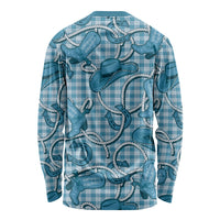 Blue Hawaii Palaka Cowboy Long Sleeve Shirt Hawaiian Paniolo Festival Spirit LT19 - Polynesian Pride