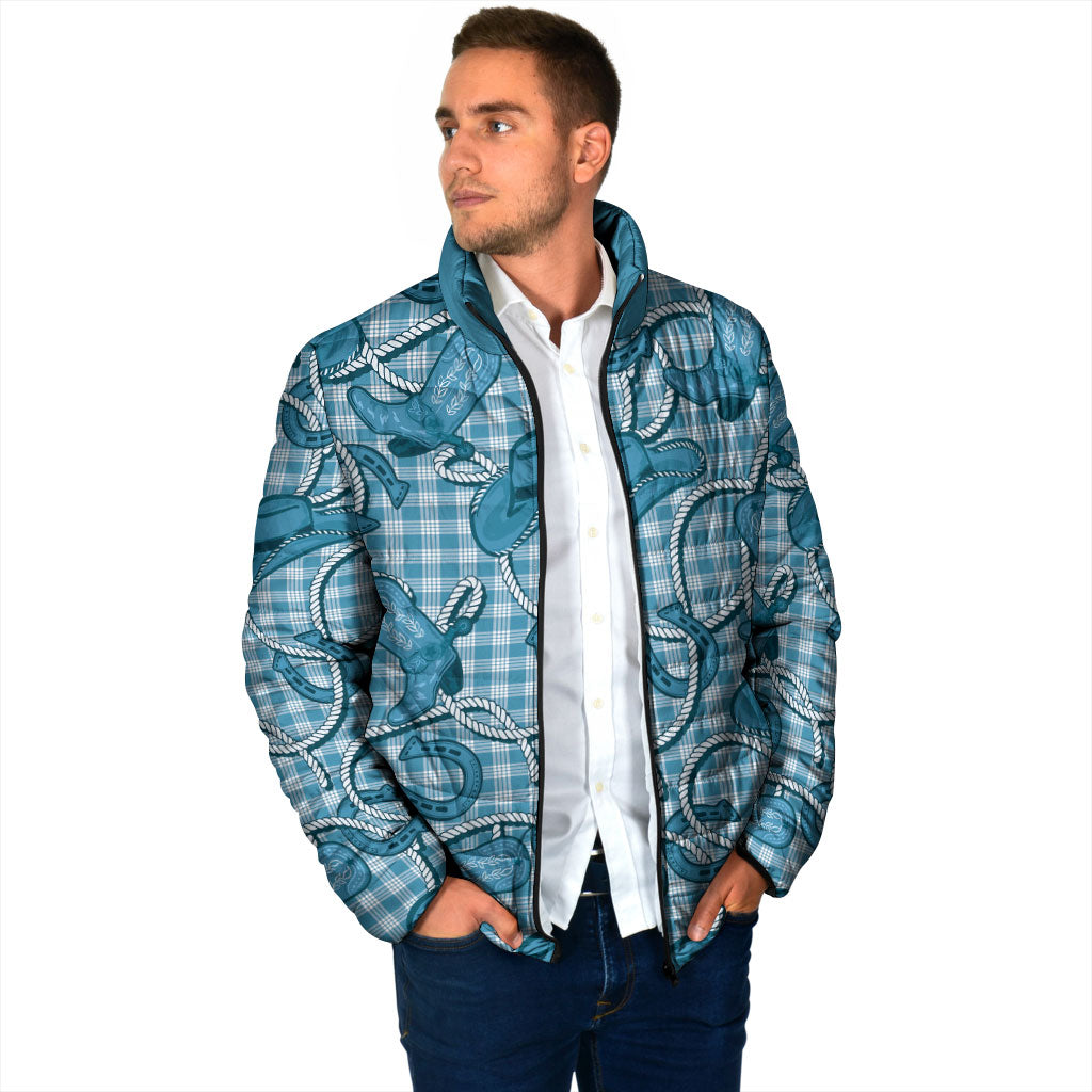 Blue Hawaii Palaka Cowboy Padded Jacket Hawaiian Paniolo Festival Spirit LT19 - Polynesian Pride