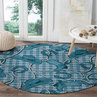 Blue Hawaii Palaka Cowboy Round Carpet Hawaiian Paniolo Festival Spirit LT19 - Polynesian Pride