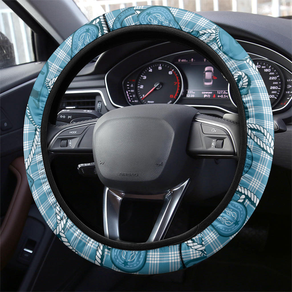 Blue Hawaii Palaka Cowboy Steering Wheel Cover Hawaiian Paniolo Festival Spirit LT19 - Polynesian Pride