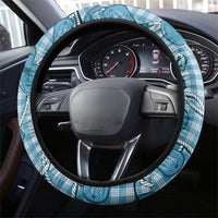 Blue Hawaii Palaka Cowboy Steering Wheel Cover Hawaiian Paniolo Festival Spirit LT19 - Polynesian Pride