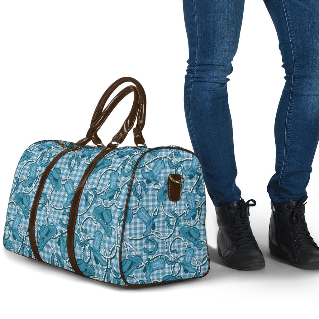 Blue Hawaii Palaka Cowboy Travel Bag Hawaiian Paniolo Festival Spirit LT19 - Polynesian Pride