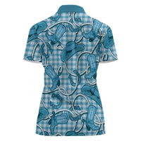 Blue Hawaii Palaka Cowboy Women Polo Shirt Hawaiian Paniolo Festival Spirit LT19 - Polynesian Pride