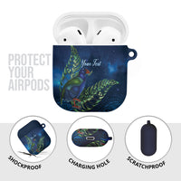 New Zealand Takahe Personalised AirPods Case Silver Fern Galaxy Polynesian Pattern