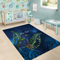 New Zealand Takahe Personalised Area Rug Silver Fern Galaxy Polynesian Pattern