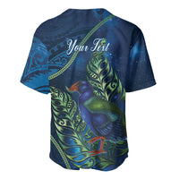 New Zealand Takahe Personalised Baseball Jersey Silver Fern Galaxy Polynesian Pattern
