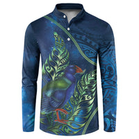 New Zealand Takahe Personalised Button Sweatshirt Silver Fern Galaxy Polynesian Pattern