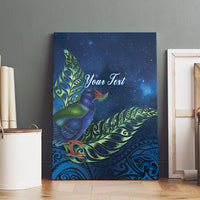 New Zealand Takahe Personalised Canvas Wall Art Silver Fern Galaxy Polynesian Pattern