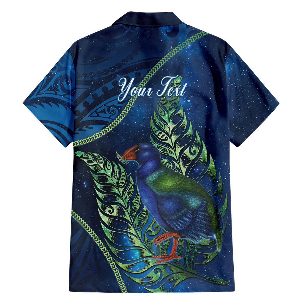 New Zealand Takahe Personalised Family Matching Long Sleeve Bodycon Dress and Hawaiian Shirt Silver Fern Galaxy Polynesian Pattern