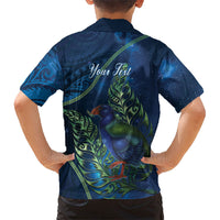 New Zealand Takahe Personalised Family Matching Off Shoulder Maxi Dress and Hawaiian Shirt Silver Fern Galaxy Polynesian Pattern