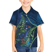 New Zealand Takahe Personalised Family Matching Puletasi and Hawaiian Shirt Silver Fern Galaxy Polynesian Pattern