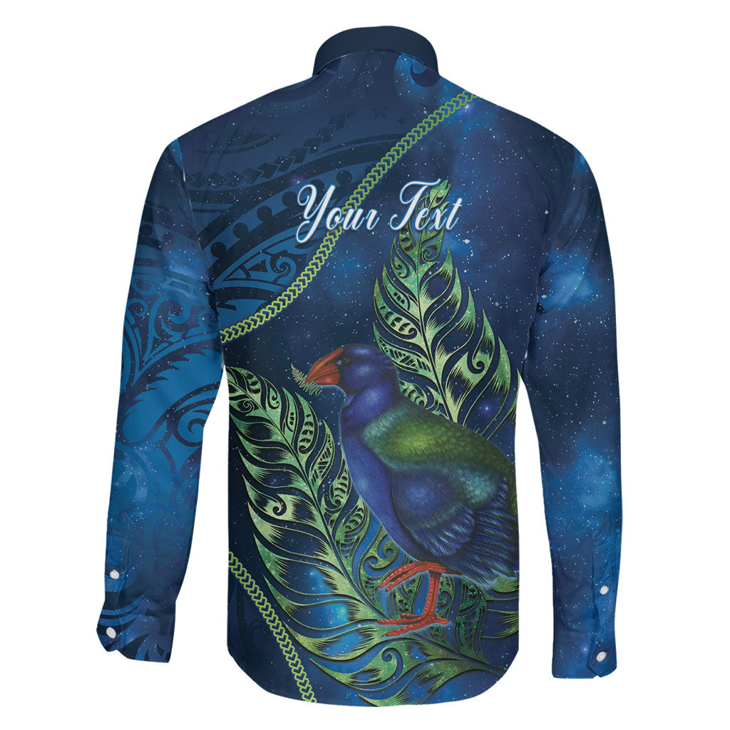 New Zealand Takahe Personalised Family Matching Short Sleeve Bodycon Dress and Hawaiian Shirt Silver Fern Galaxy Polynesian Pattern
