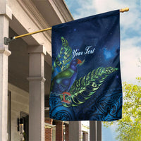 New Zealand Takahe Personalised Garden Flag Silver Fern Galaxy Polynesian Pattern