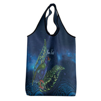 New Zealand Takahe Personalised Grocery Bag Silver Fern Galaxy Polynesian Pattern