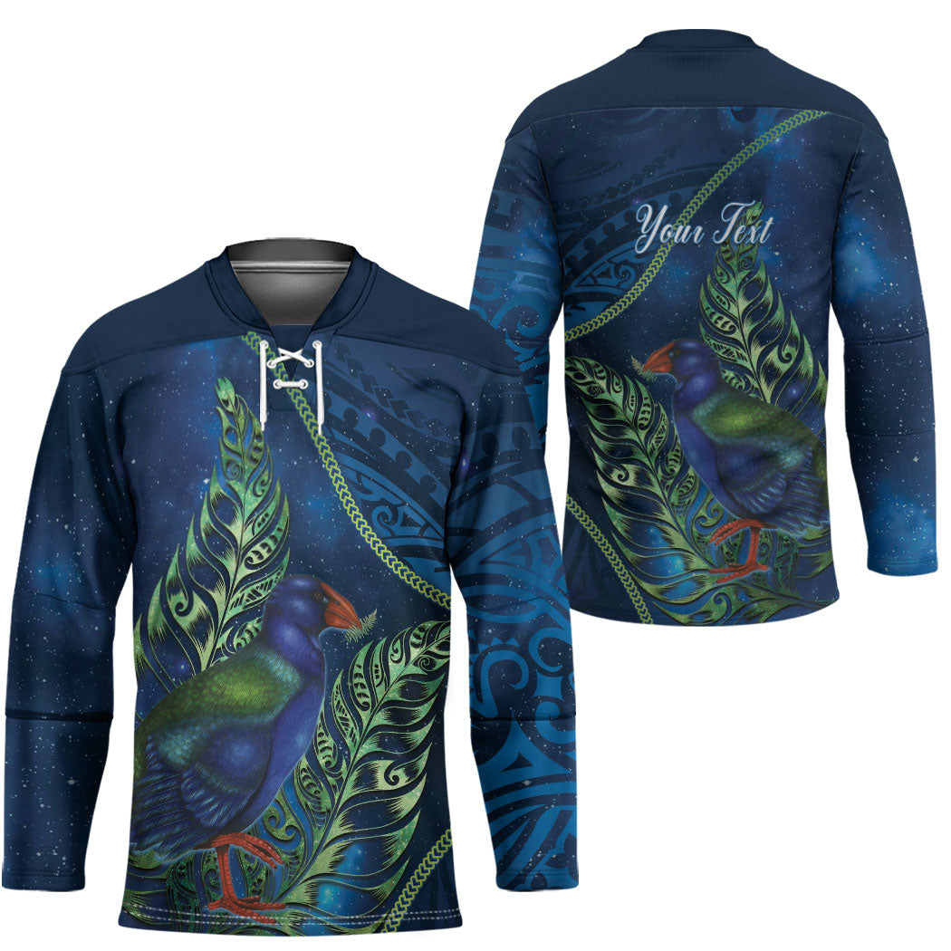 New Zealand Takahe Personalised Hockey Jersey Silver Fern Galaxy Polynesian Pattern