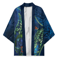 New Zealand Takahe Personalised Kimono Silver Fern Galaxy Polynesian Pattern