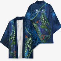 New Zealand Takahe Personalised Kimono Silver Fern Galaxy Polynesian Pattern