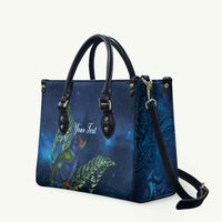 New Zealand Takahe Personalised Leather Bag Silver Fern Galaxy Polynesian Pattern