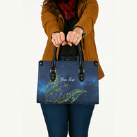 New Zealand Takahe Personalised Leather Bag Silver Fern Galaxy Polynesian Pattern
