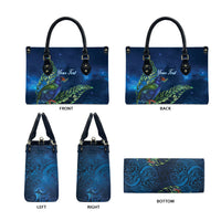 New Zealand Takahe Personalised Leather Bag Silver Fern Galaxy Polynesian Pattern