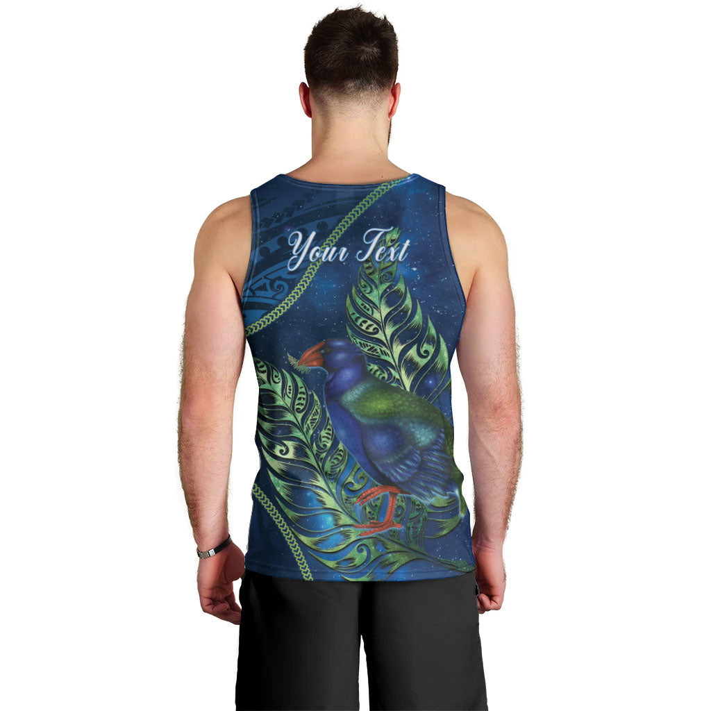 New Zealand Takahe Personalised Men Tank Top Silver Fern Galaxy Polynesian Pattern