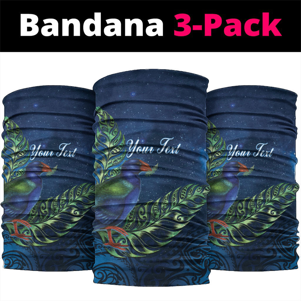 New Zealand Takahe Personalised Neck Gaiter Silver Fern Galaxy Polynesian Pattern