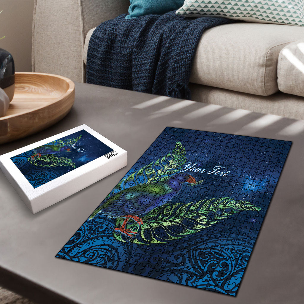 New Zealand Takahe Personalised Puzzle Silver Fern Galaxy Polynesian Pattern