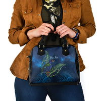 New Zealand Takahe Personalised Shoulder Handbag Silver Fern Galaxy Polynesian Pattern