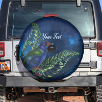 New Zealand Takahe Personalised Spare Tire Cover Silver Fern Galaxy Polynesian Pattern