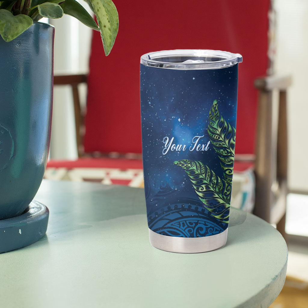 New Zealand Takahe Personalised Tumbler Cup Silver Fern Galaxy Polynesian Pattern
