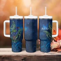 New Zealand Takahe Personalised Tumbler With Handle Silver Fern Galaxy Polynesian Pattern