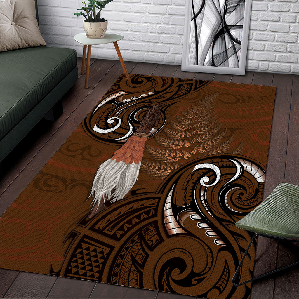 New Zealand Taiaha Area Rug Maori Weapon Silver Fern Maori Pattern LT22 Brown - Polynesian Pride