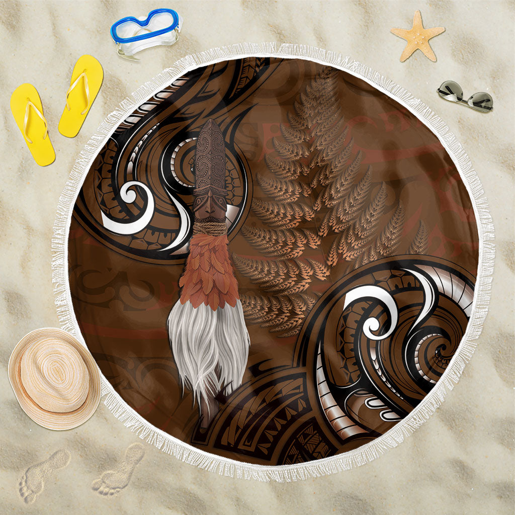 New Zealand Taiaha Beach Blanket Maori Weapon Silver Fern Maori Pattern