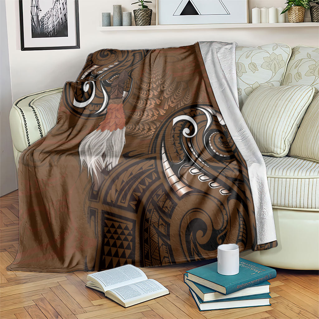 New Zealand Taiaha Blanket Maori Weapon Silver Fern Maori Pattern LT22 Brown - Polynesian Pride