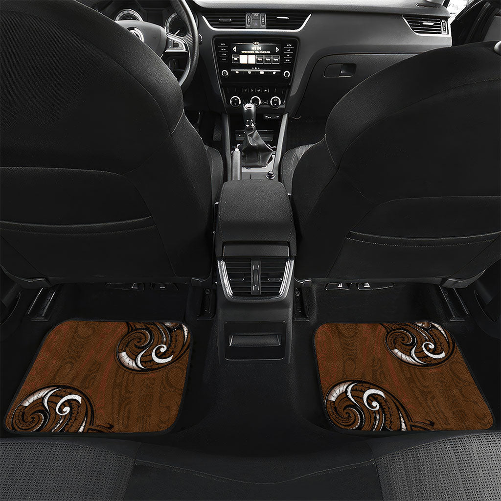 New Zealand Taiaha Car Mats Maori Weapon Silver Fern Maori Pattern