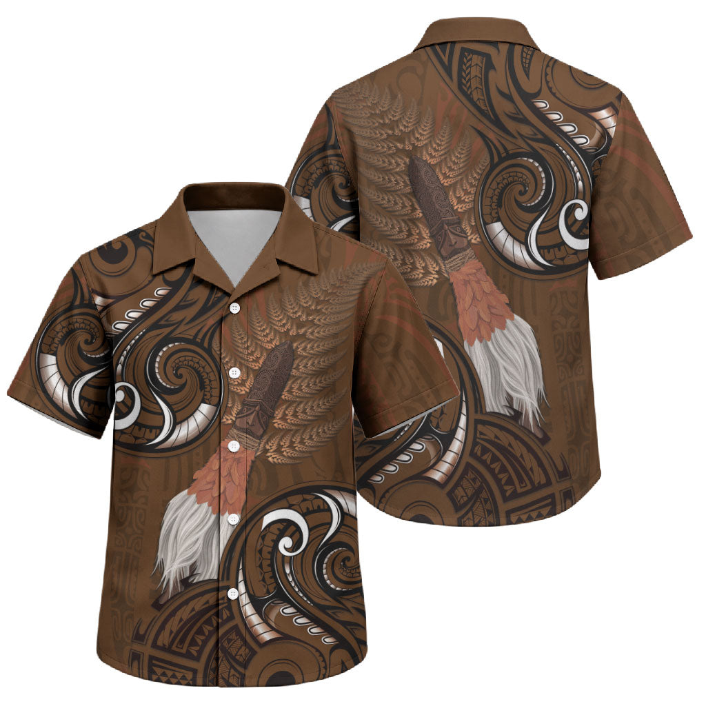 New Zealand Taiaha Family Matching Off Shoulder Maxi Dress and Hawaiian Shirt Maori Weapon Silver Fern Maori Pattern