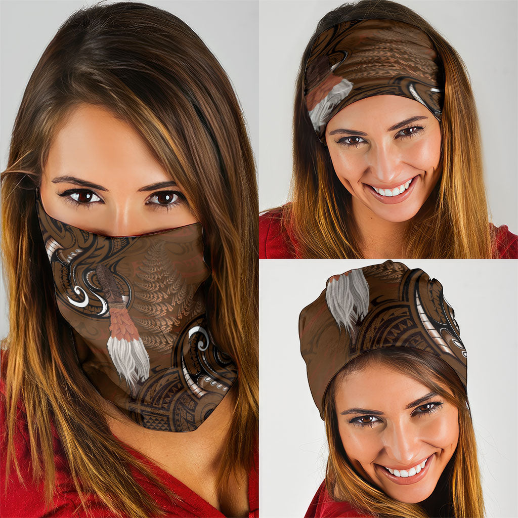 New Zealand Taiaha Neck Gaiter Maori Weapon Silver Fern Maori Pattern