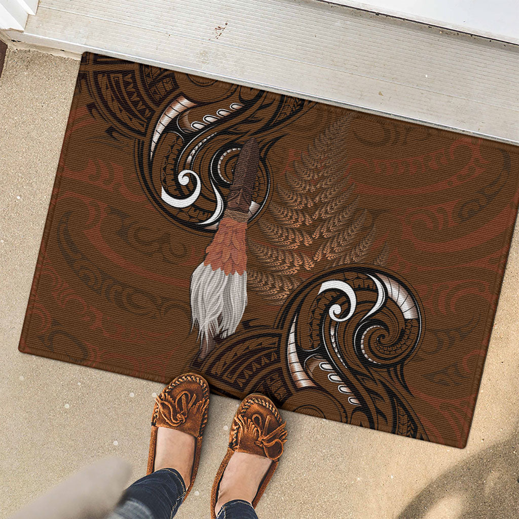 New Zealand Taiaha Rubber Doormat Maori Weapon Silver Fern Maori Pattern