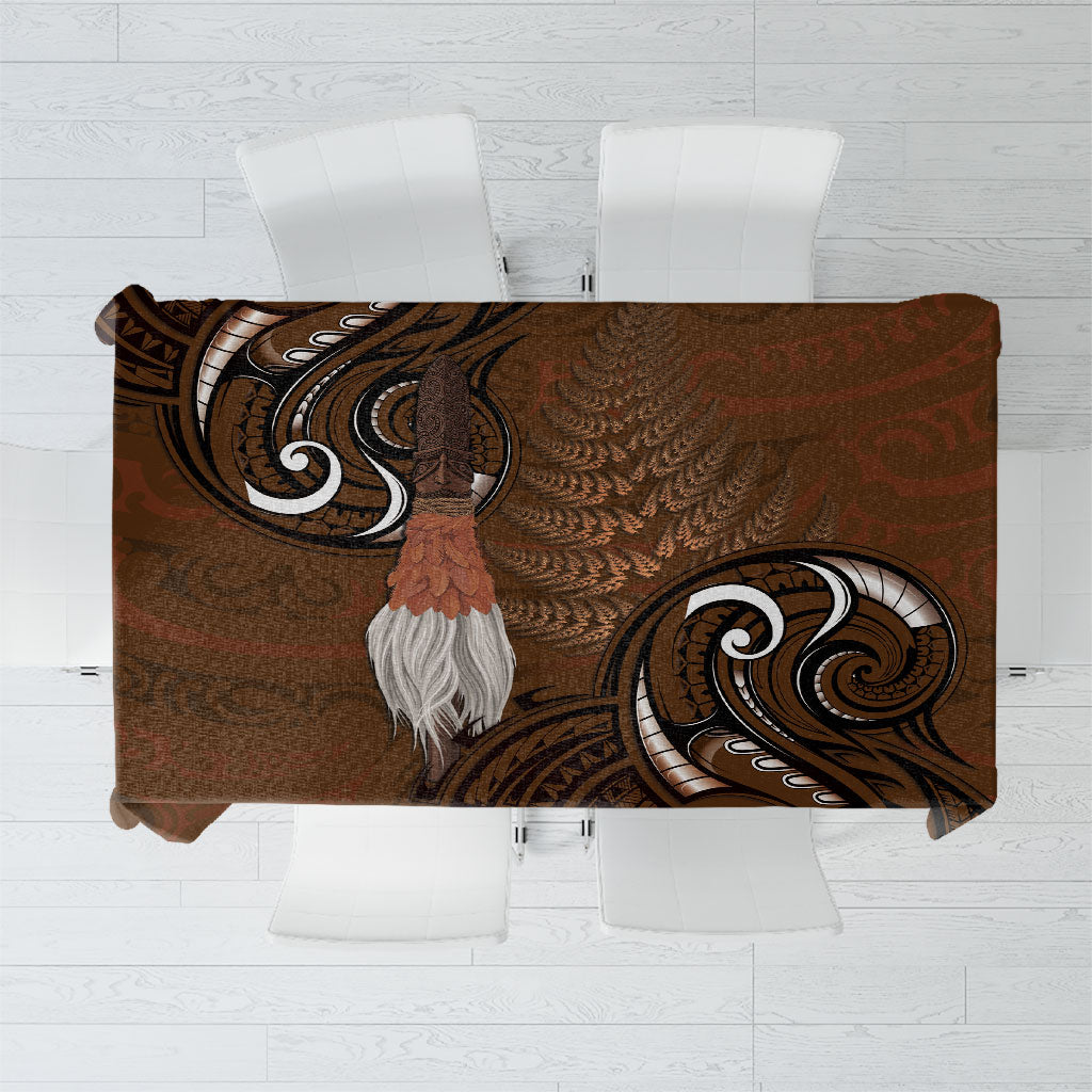 New Zealand Taiaha Tablecloth Maori Weapon Silver Fern Maori Pattern LT22 Brown - Polynesian Pride