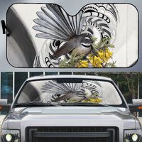 New Zealand Fantail Bird Auto Sun Shade Maori Piwakawaka Kowhai Maori Pattern
